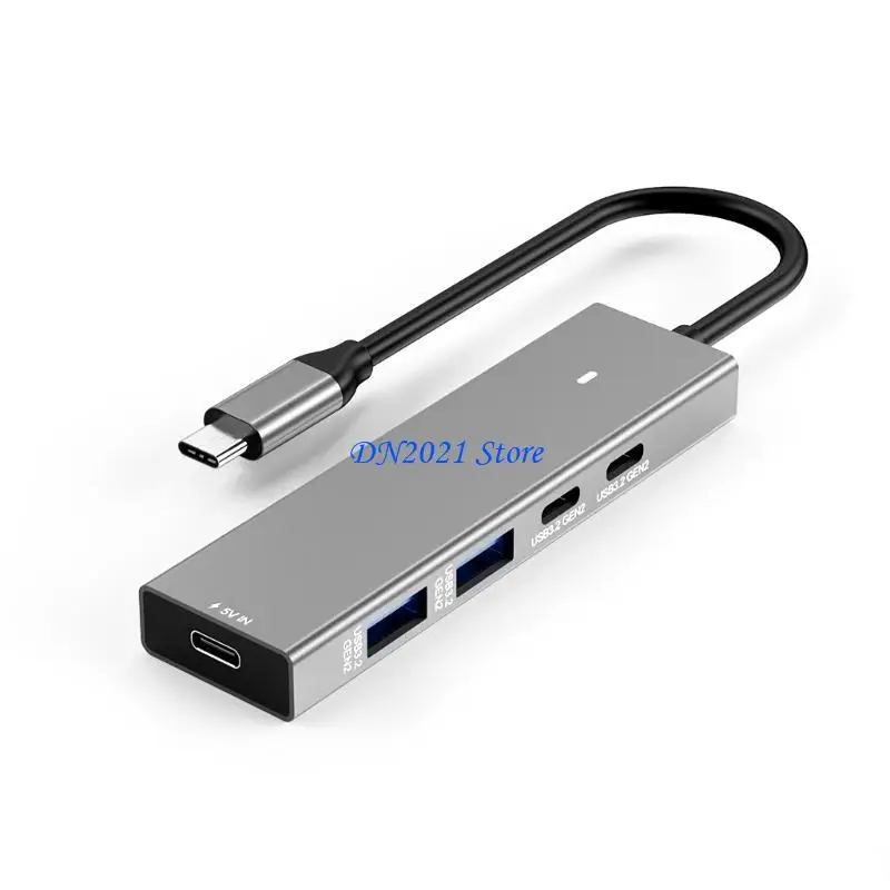 

F3KE TypeC Hub 1 to5 Port 2A2C Splitter Usb3.2 10G Hub Adapter for Computer Laptops 10Gbps TypeC Docking Station