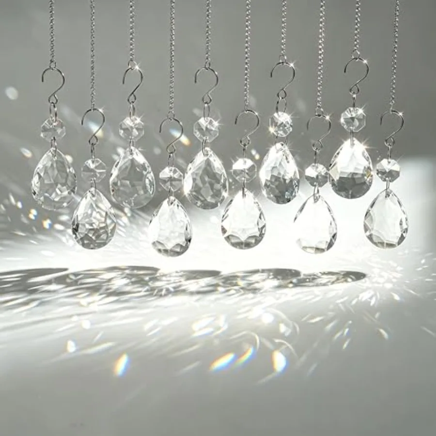 20Pcs Crystal Prisms Windows Hanging Ornament 3Inch Bauhinia Beads Chandelier Crystals Replacement for Birthday Wedding Valenti