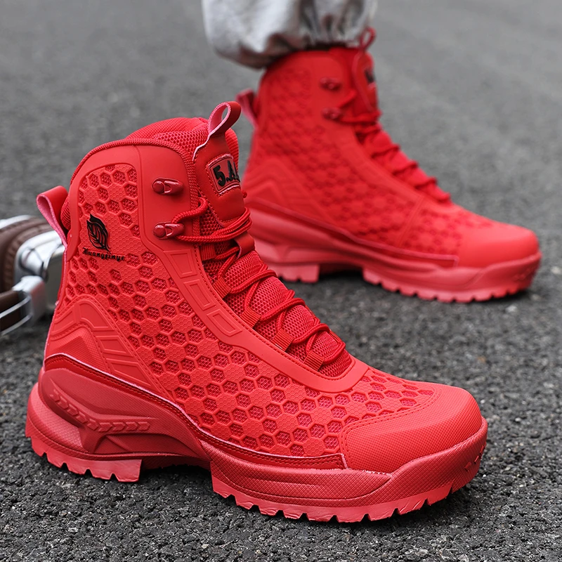 High-Top Men's Hiking Shoes Breathable Non-slip Outdoor Desert Combat Training Shoes Men Motorcycle Boots Work Ankle Boots