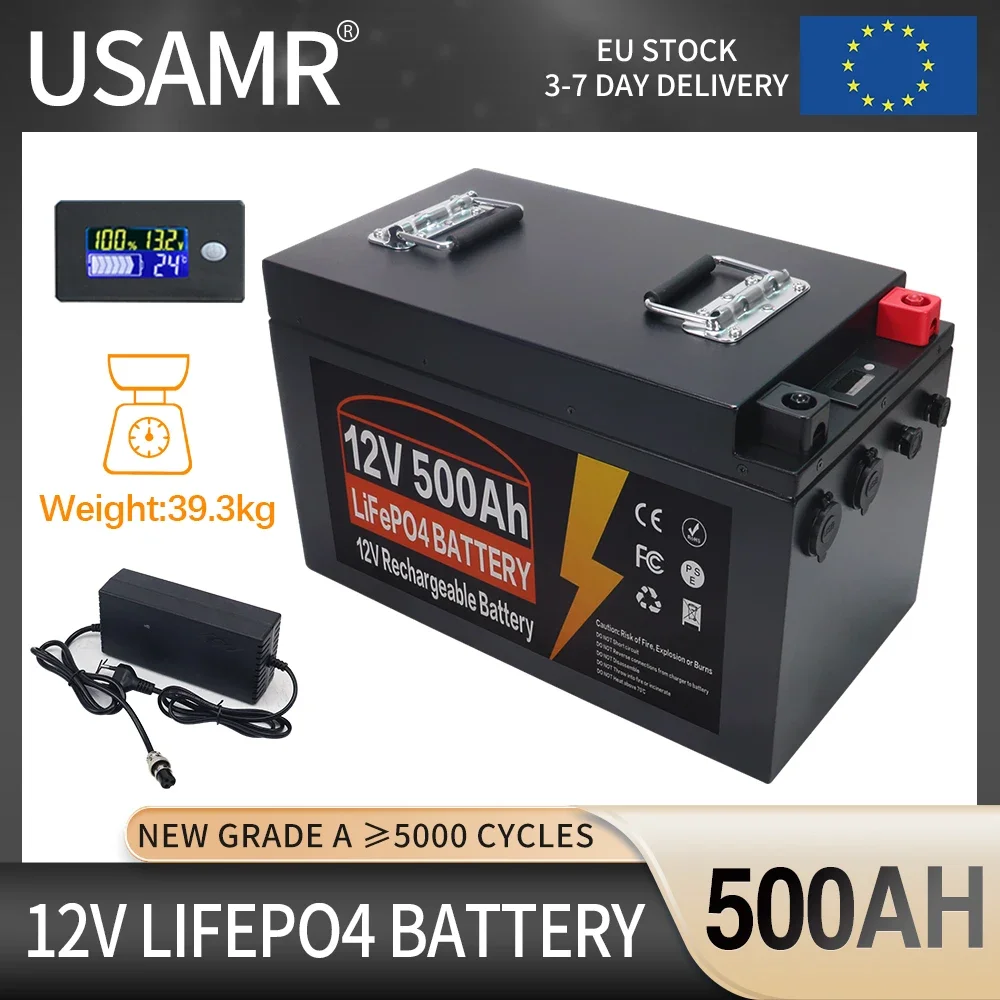 

12V 500Ah LiFePO4 Lithium Iron Phosphate Battery Built-in BMS For Replacing Most of Backup Power Home Energy Storage + Charger