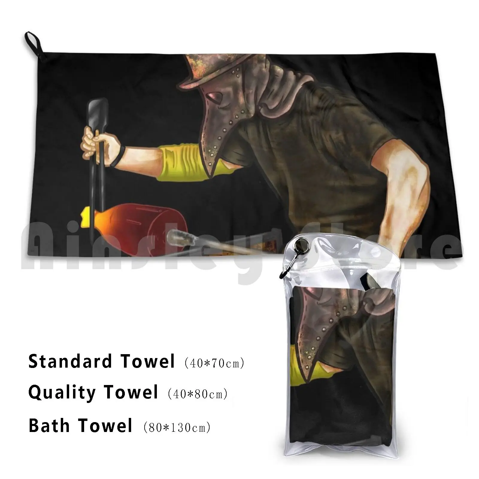 Plague Gaffer-Freeform Beach Towel Quick Dry Quality Towel Plague Glass Glassblowing Artist Mucha Alphonsemucha