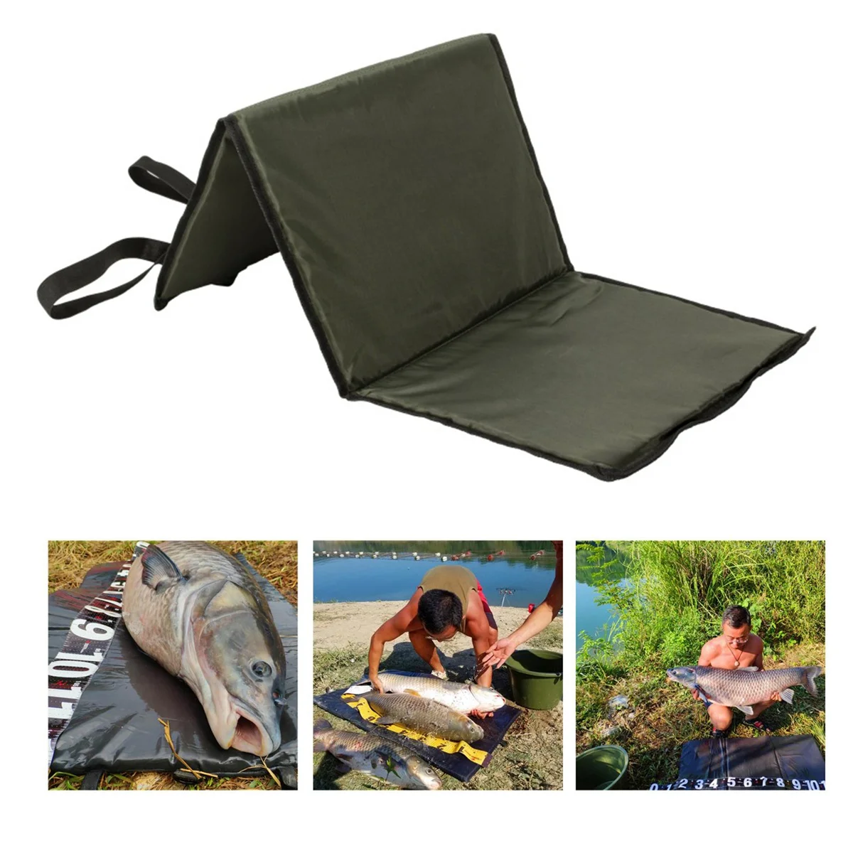 Carp Fishing Quick Fish Folding Unhooking Mat + Hook RING Hook Sharpener Set Foldable Carp Fishing Mat Kits