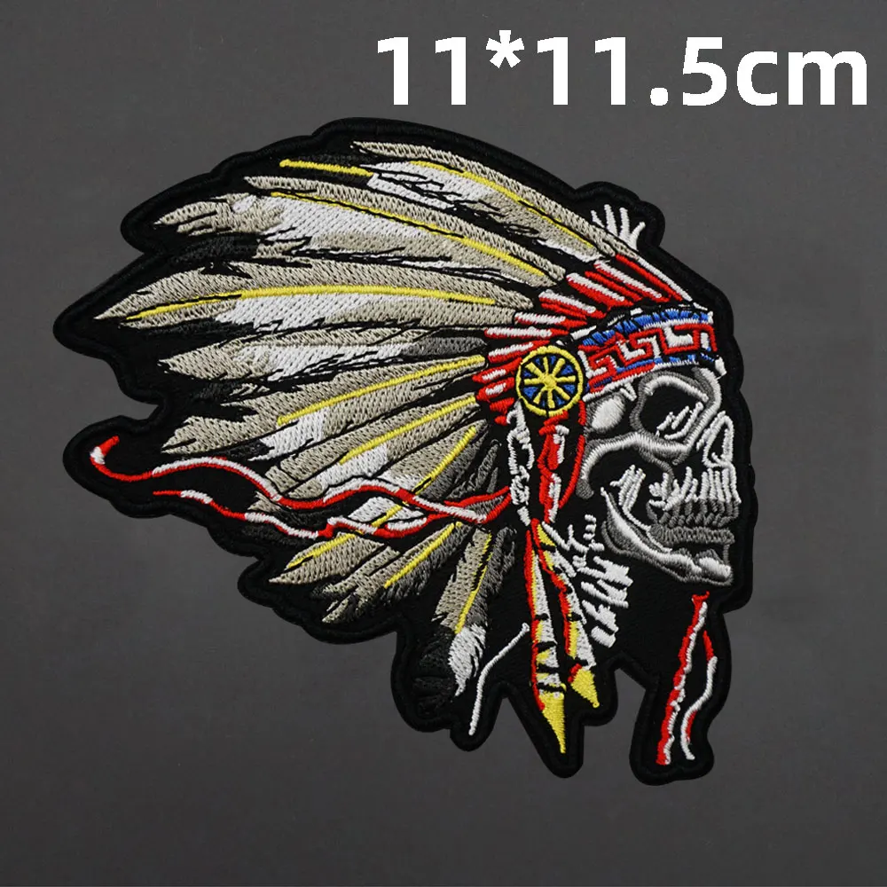 Indian head badge embroidered patches with hook backing