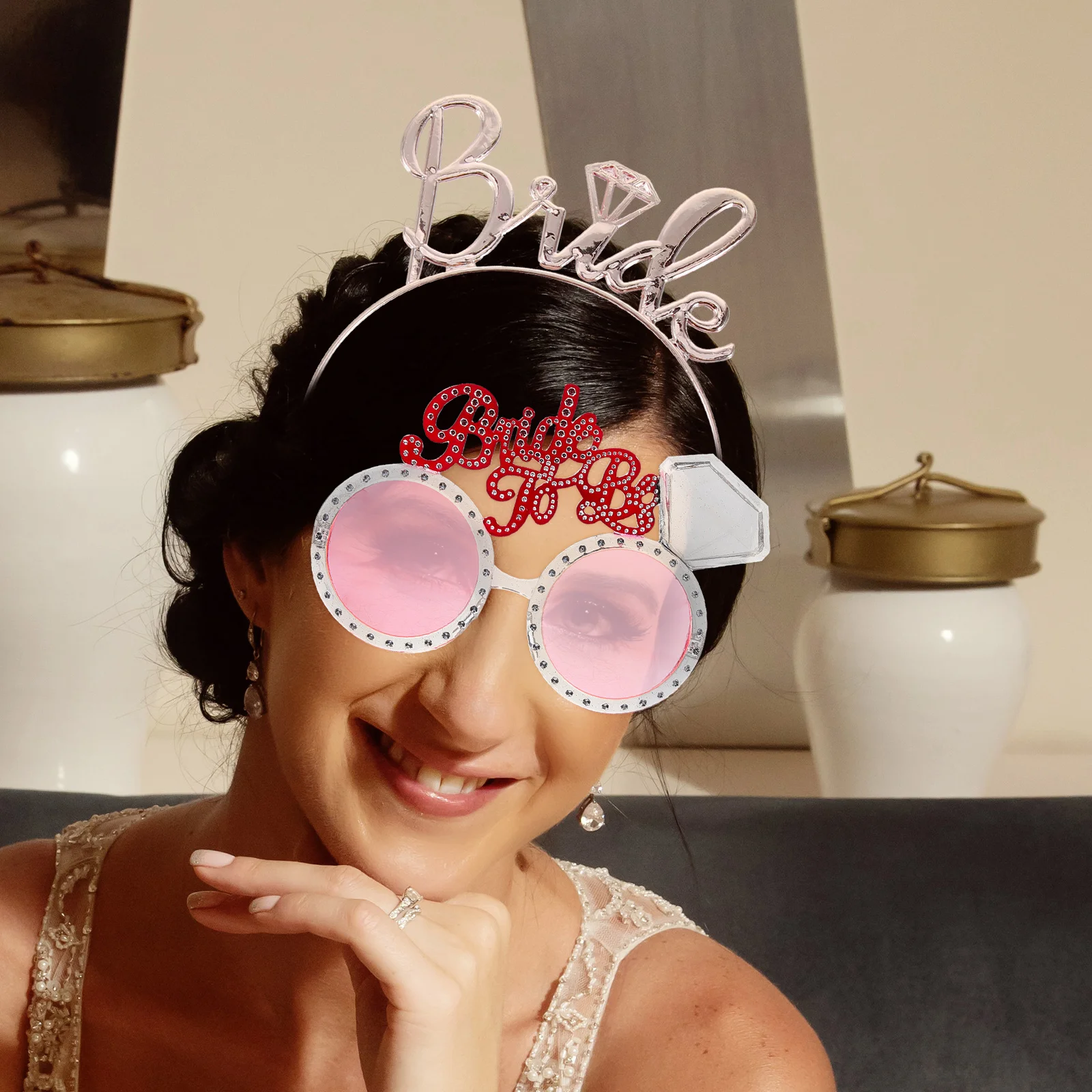 

1 комплект очков для невесты, повязка на голову из розового золота, легкие прочные аксессуары для вечеринок, девичник, свадебные очки, новинка, декор