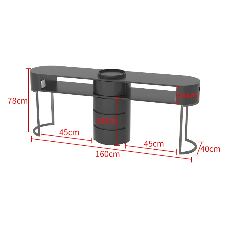 Modern Minimalist Makeup Table Black Double Nail Table With Drawers Beauty Salon Furniture Table for Nail Manicuring - view 5