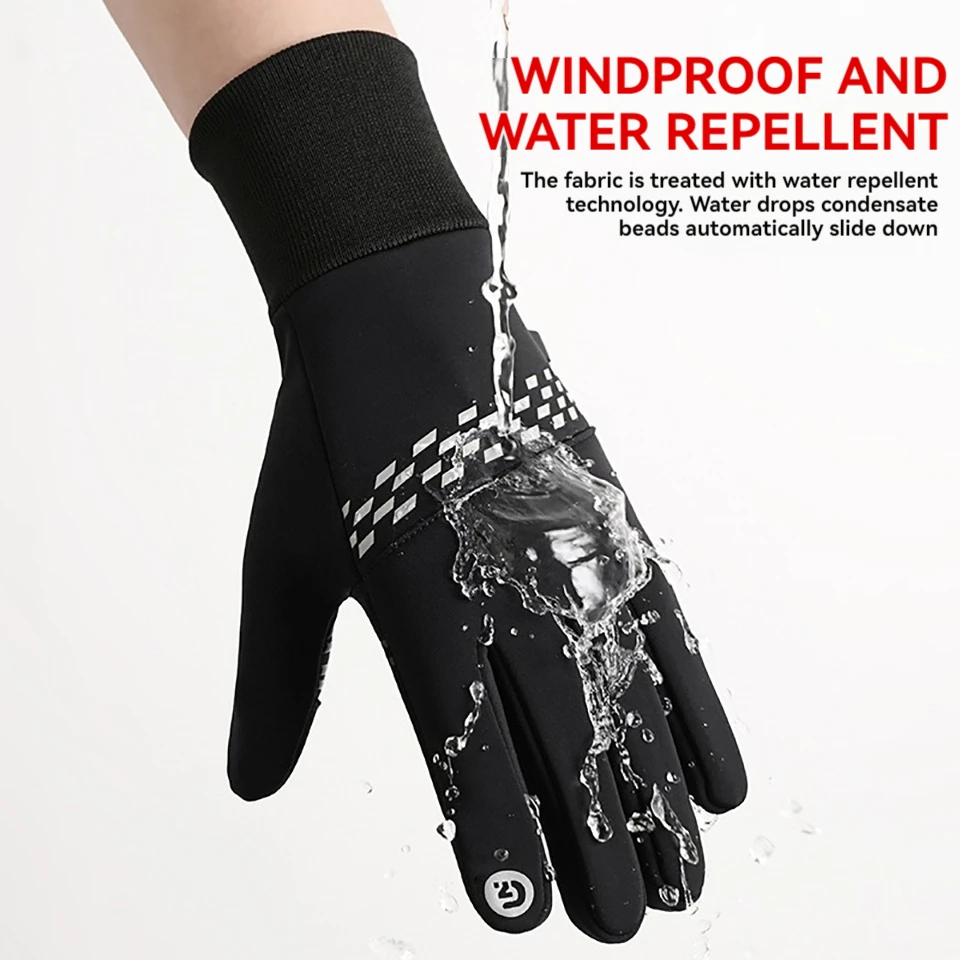 NOFOXO Full Fingers Gloves Winter Warm Touchscreen Two-finger Flip Gloves Waterproof Windproof Anti-Slip Running Cycling Skiing