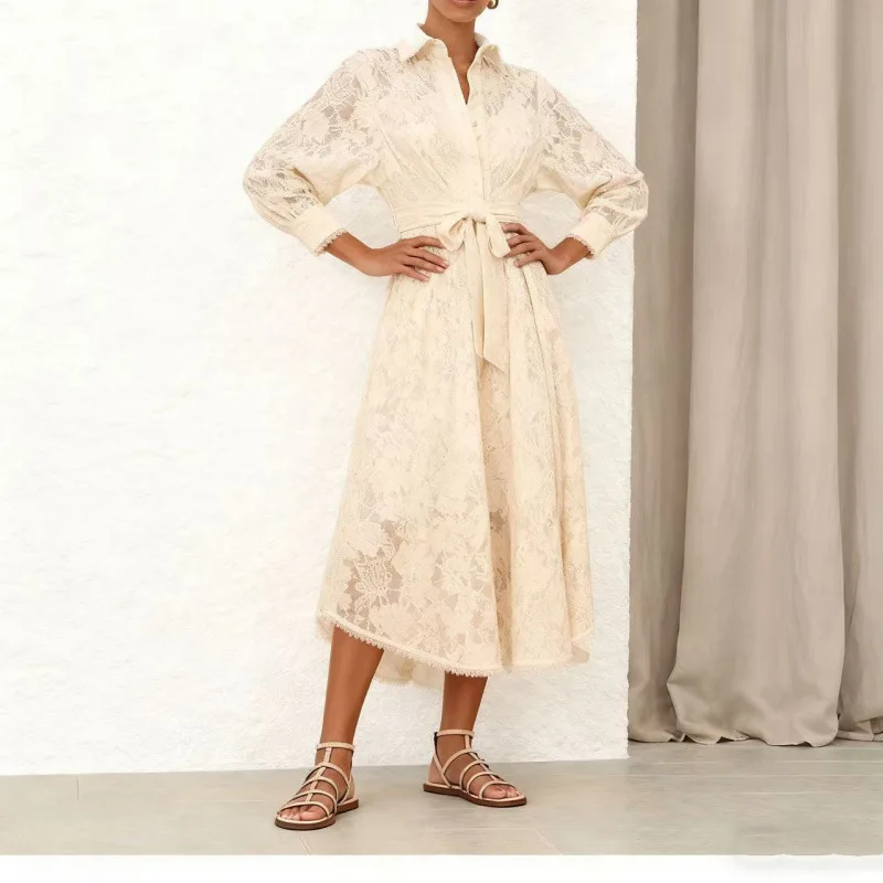 ربيع جديد ارتفاع الخصر طويل Sve الدانتيل النسيج المرقعة ثوب الشارع Sle محايد عالية الجودة Crtsmanip طويل الدكتور