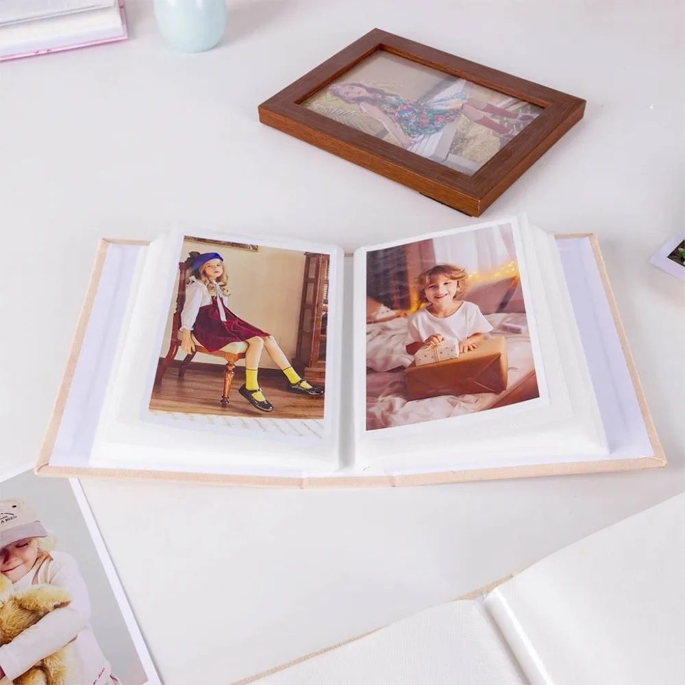 6 Inch 100 Pockets Photo Album Gold Stamped Insert Pocket Design Photo Storage Album Laminated Compatible Leather Surface