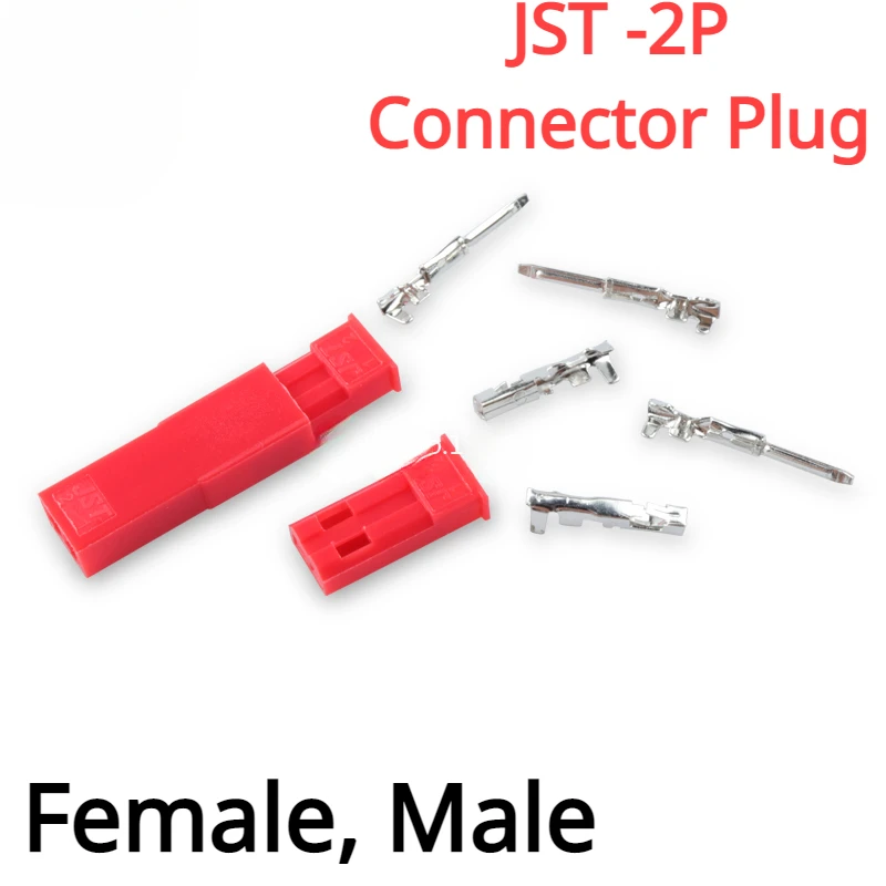 

50pcs JST Connector Plug 2pin Female, Male and Crimps RC Battery Connector for Auto,E-Bike,boat,LCD,LED ,ship Electrical Spare.