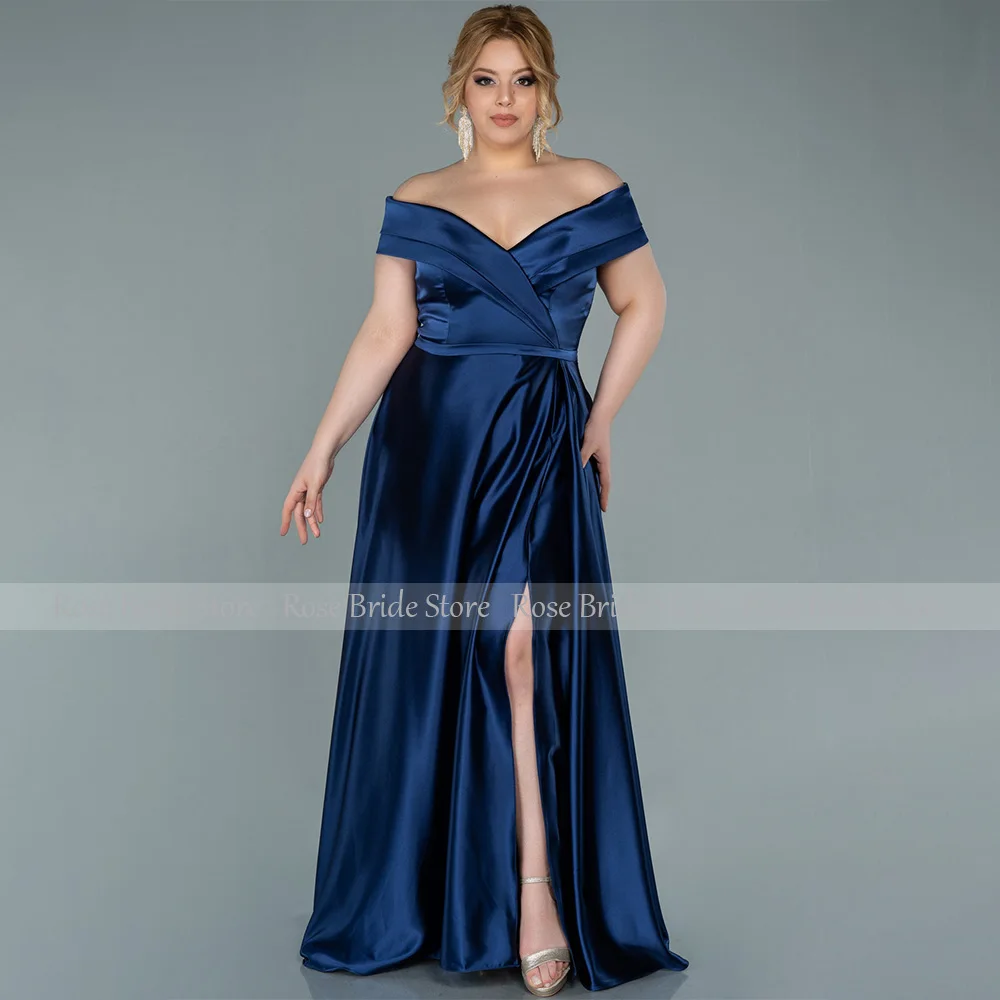 Plus Size Evening Dress Emerald Green Satin Off the Shoulder Mor of  Bride Dresses for Weddings A Line Simple  Gown