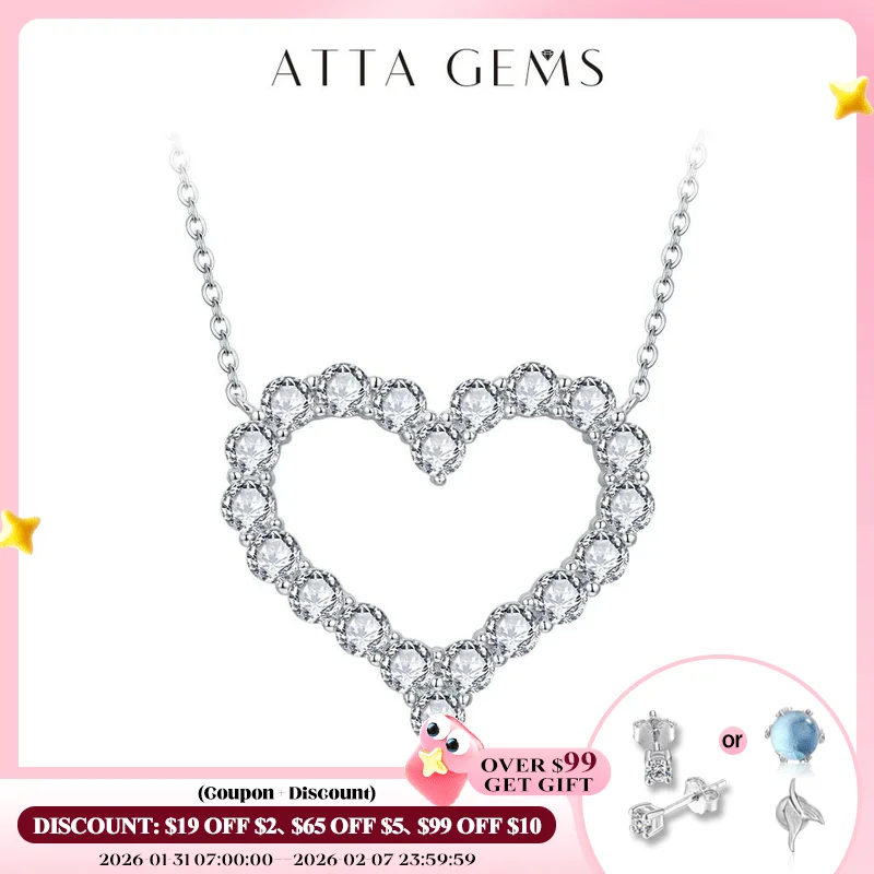 

ATTAGEMS 2024 Новинка DVVS1 ожерелье из серебра 925 пробы с муассанитом 3 мм круглой огранки бриллиант прошло испытание в форме сердца ювелирные изделия
