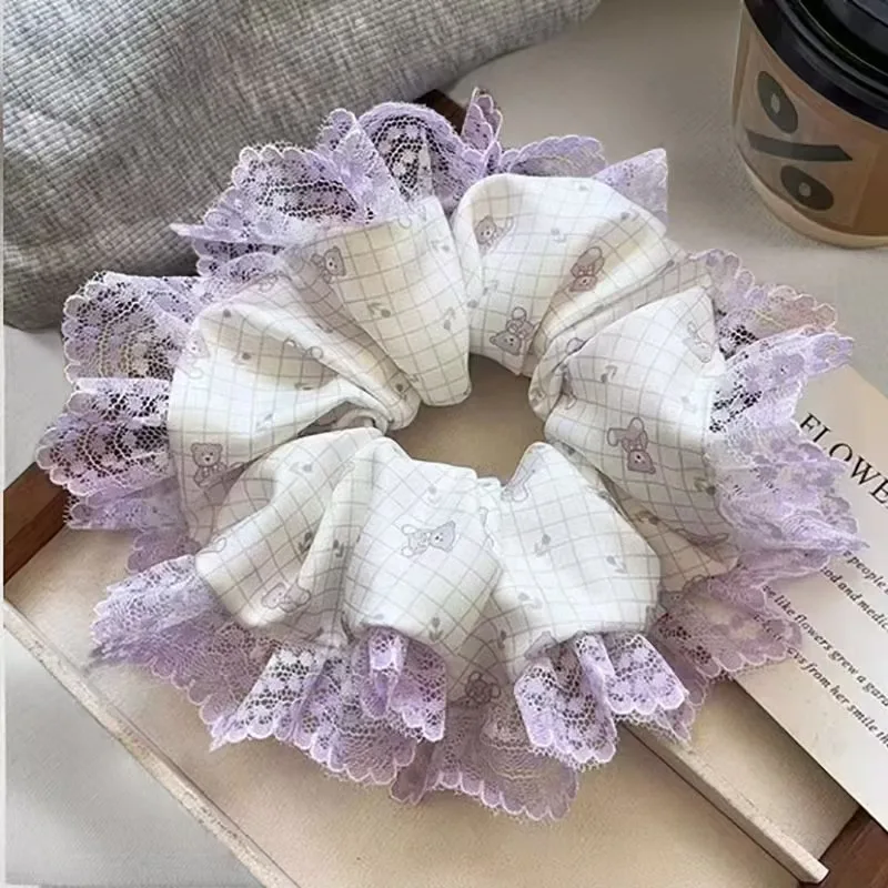 New Lace Advanced Extra Large Sweet Versatile No Damage Scrunchy for Women Hair Tie Decor Portable Charms
