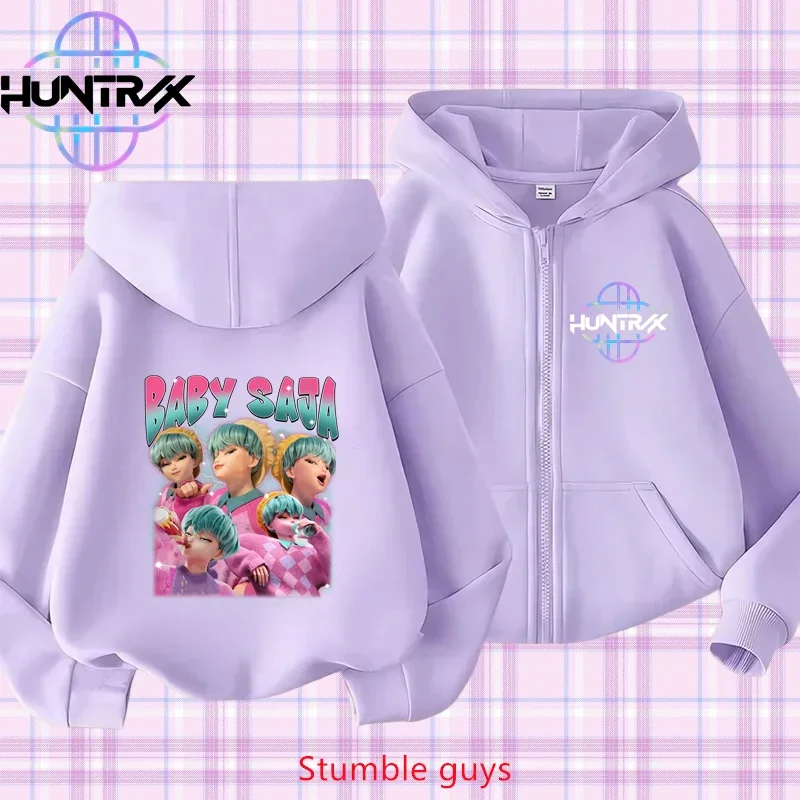 

Kpop Demon Hunters Kids Purple Zip Hoodie Spring Autumn 3-12Y Boys Girls Clothes Soft Sweatshirt