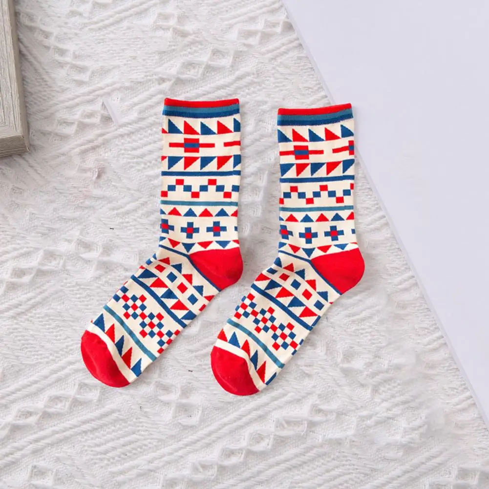 Colorful Print Socks Colorful Print Unisex Mid-tube Socks Soft Warm Anti-slip Moisture Absorbing Breathable for Couples Men