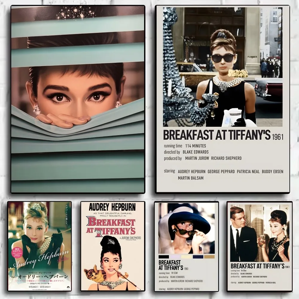 Desayuno en T-Tiffanys, póster de película de amor, arte HD, pared adhesiva, impermeable, hogar, sala de estar, dormitorio, bar, decoración estética
