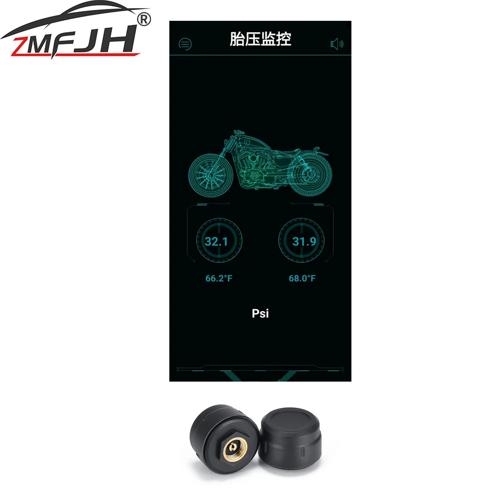 Motorcycle TPMS Tire Pressure Tyre Sensor Monitoring System Sensor APP Real-Time Pressure Temperature Alarm For Motor