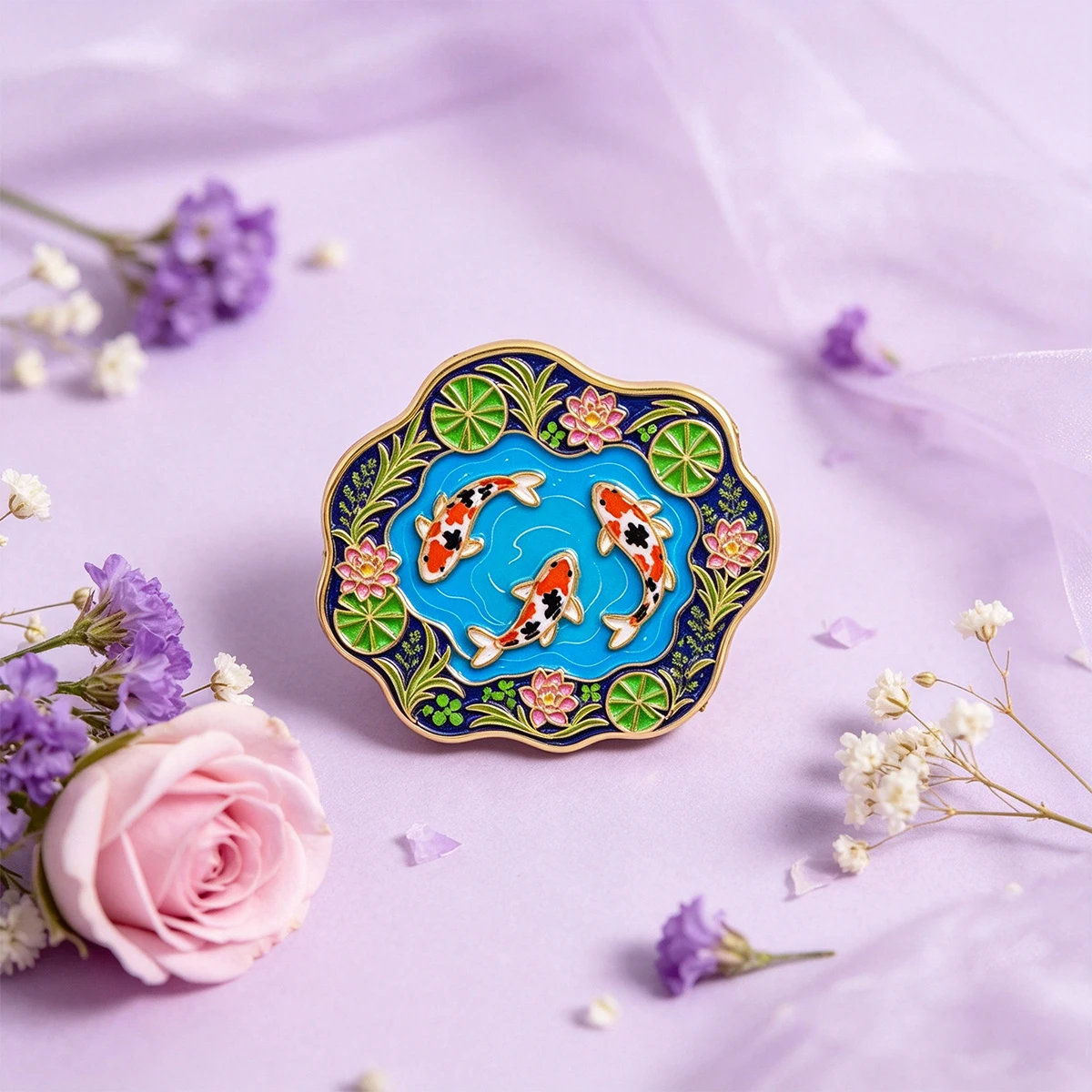9pcs Koi Fish Lotus Enamel Pin - đánh giá và giá Good Floral & Wedding Decor Supply Photos