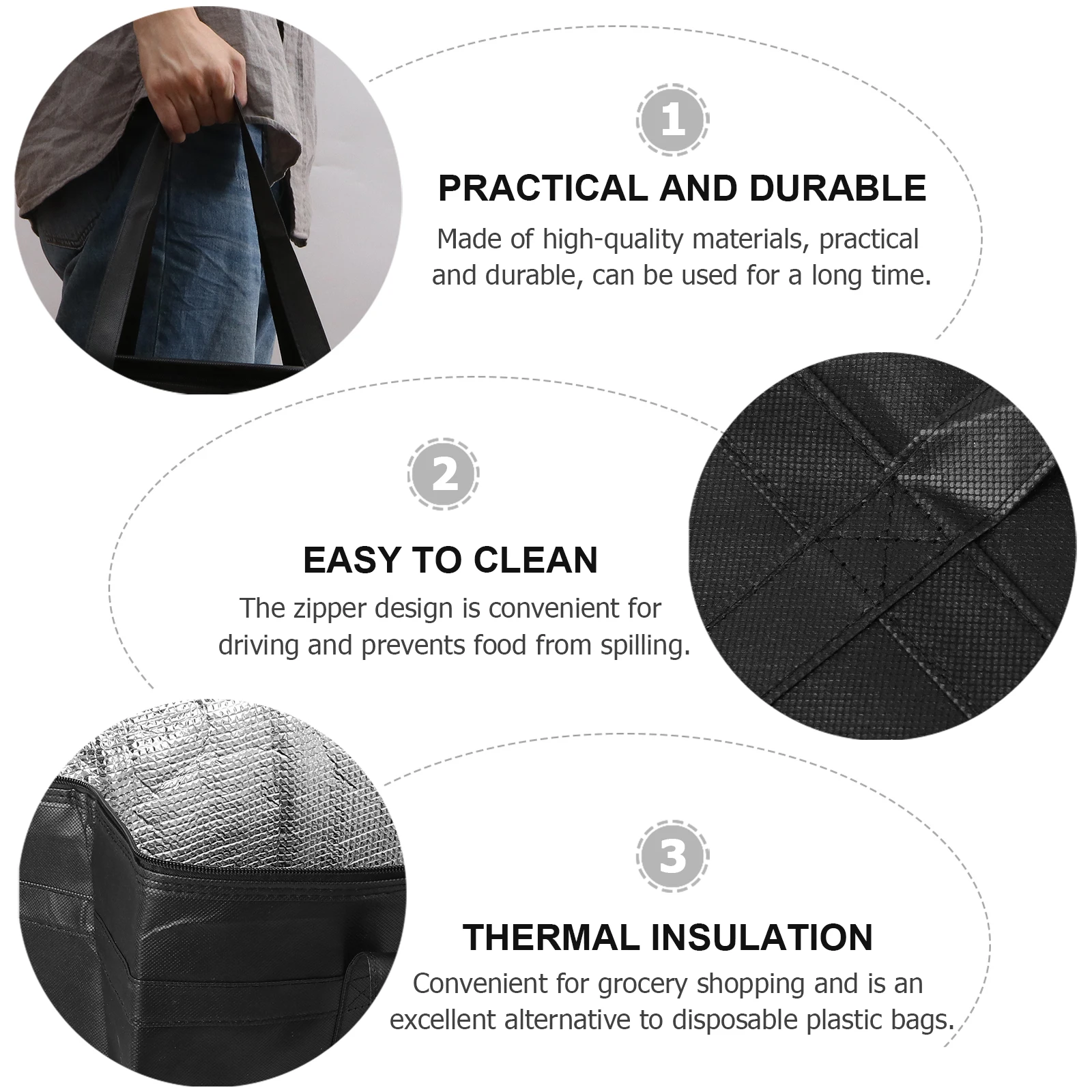 

Insulated Grocery Bags Fresh keeping Cooler Lunch Bento Shopping Picnic Reusable Waterproof Easy Clean Storage Pouches