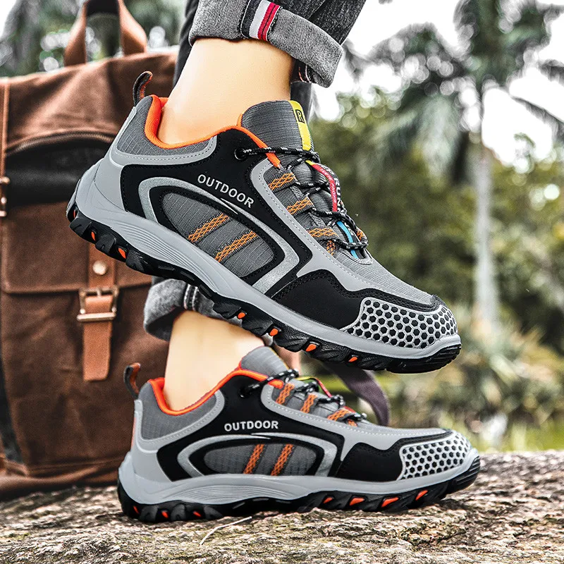 Grote Maat 39-47 Bruine Heren Wandelschoenen Lichtgewicht Non-Slip Trekking Wandelschoenen Man Ademend Casual Outdoor Sneakers Heren