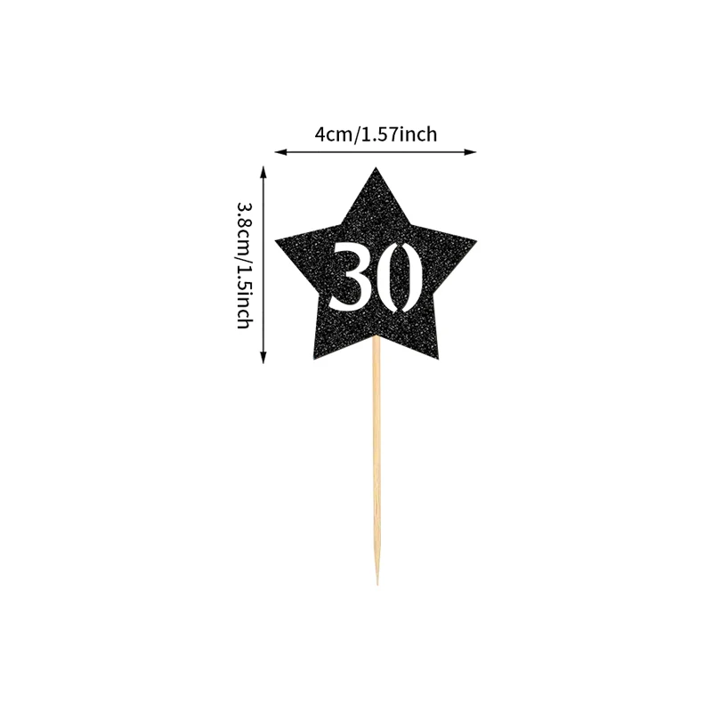YOMDID 24 Stück 50th/40th/30th Kuchendeckel, Stern-Design, Cupcake-Topper, Picks für Geburtstage, Hochzeiten, Jubiläen, Kuchendekoration – Detail 4
