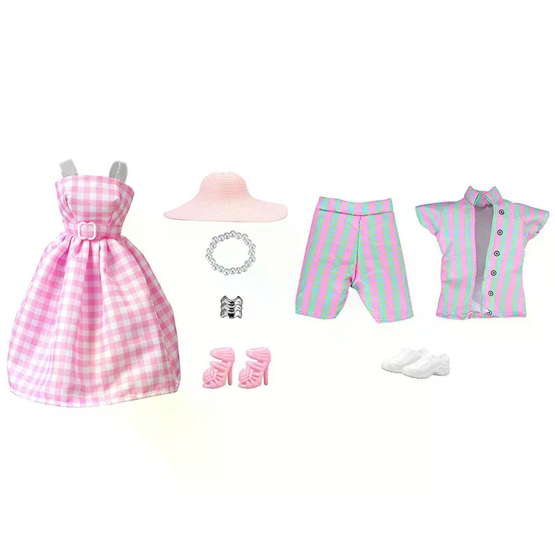 /GJ/Doll Clothes Checkered Dress Sequin Top Pants Striped Clothing Accessories Girls Toys Gift 30cm 11-inch