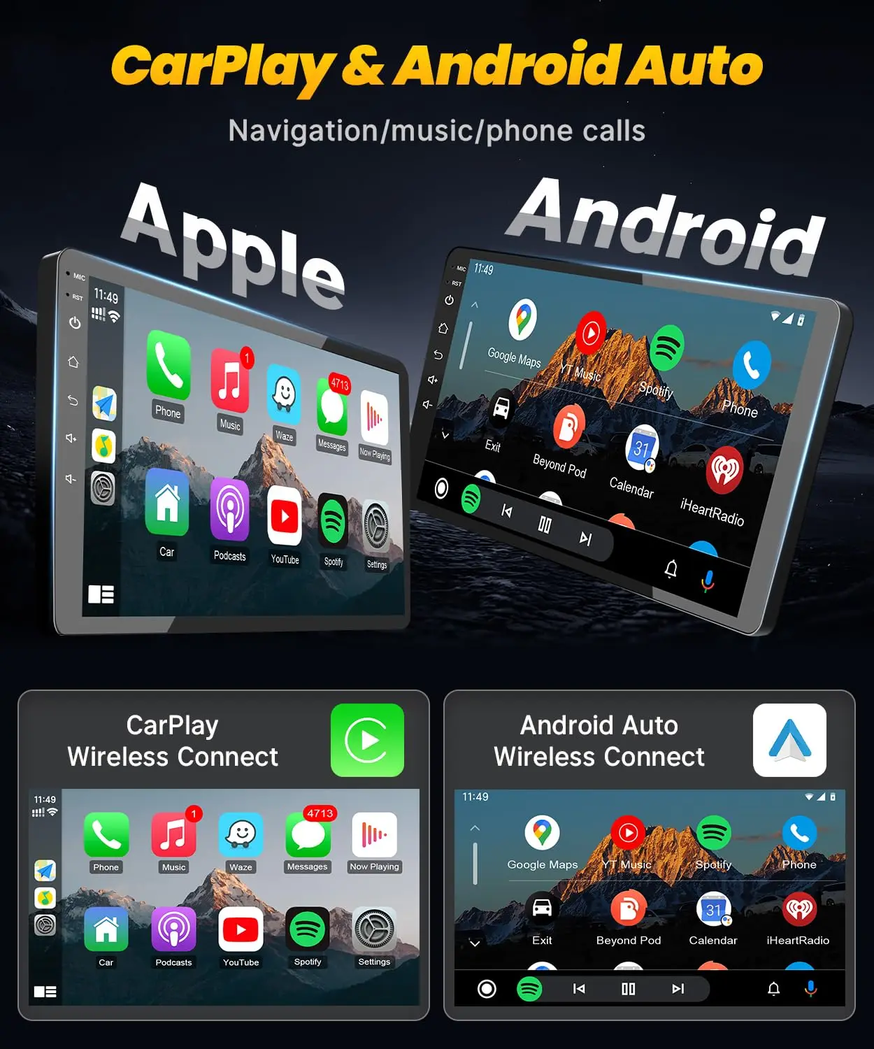 راديو ستيريو للسيارة مقاس 9 بوصة لسيارة Toyota Tacoma 2005-2015 CarPlay/Android Auto WiFi/GPS Navi/BT/FM راديو/SWC Fit J.B.L