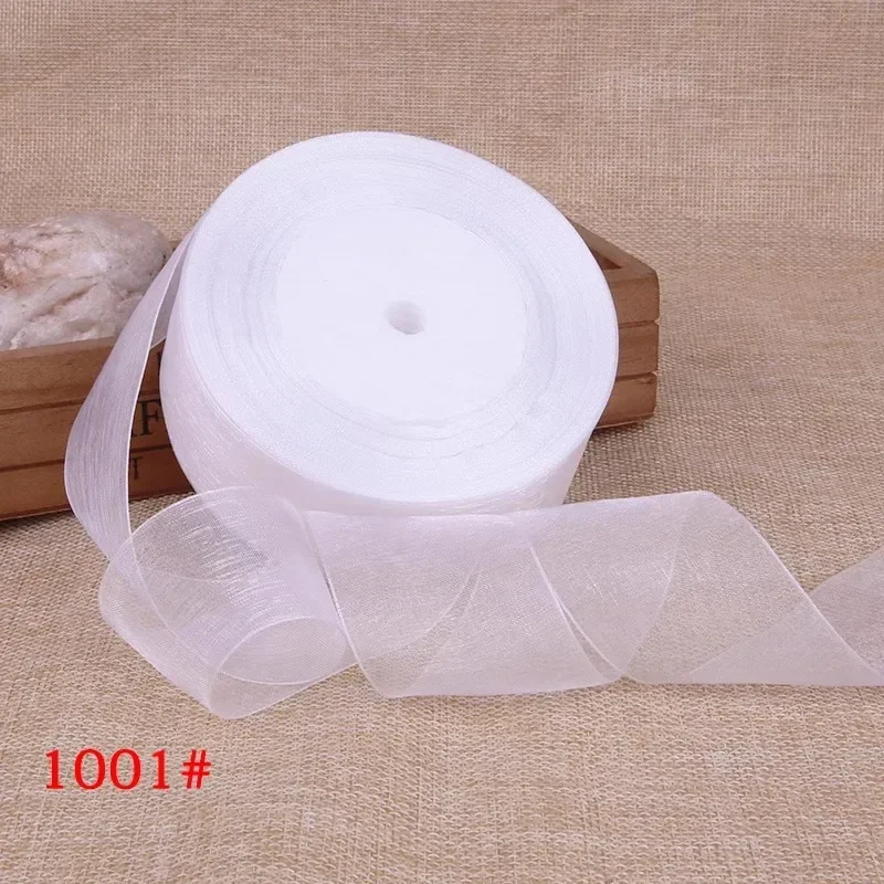 45Meters/Roll White Organza Ribbon DIY Handmade Crafts Material Christmas Wedding Birthday Party Gift Wrapping Chiffon Ribbons