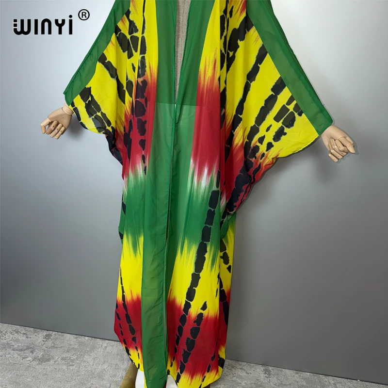 WINYI Afrika Mode Druck Kimonos lose Kleider für Frau Strickjacken Strand Outfits Kaftan Strand Cover Up Abendkleid Maxikantel