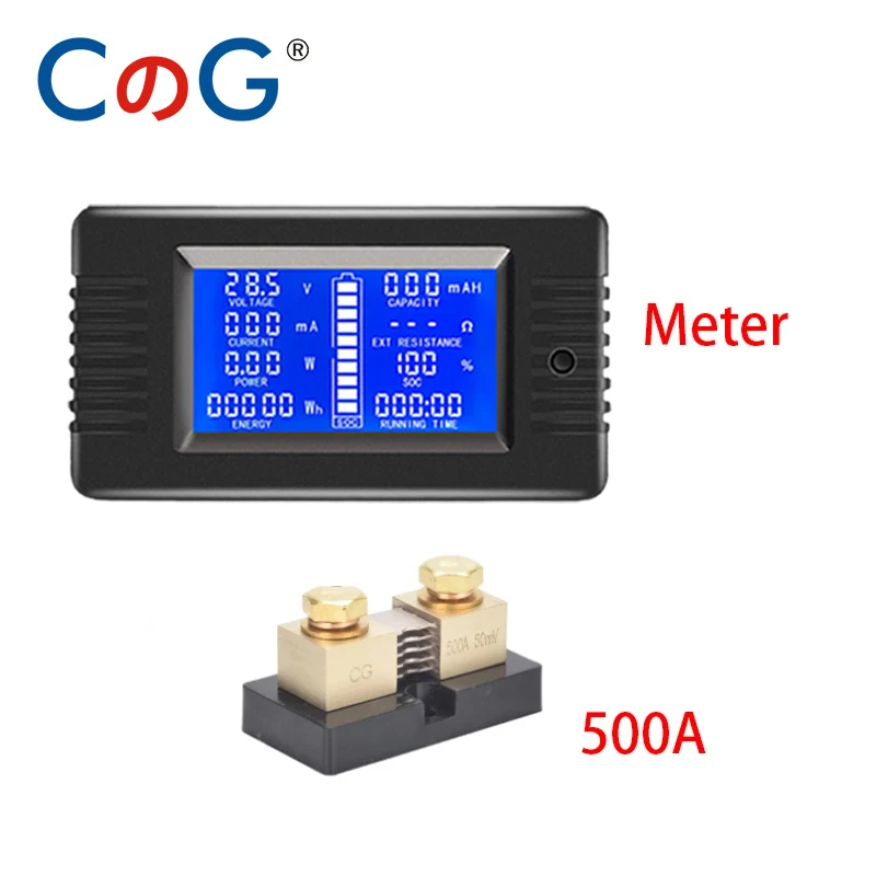 CG 500A Digital Meter DC 0-200V 9 in 1 Voltmeter Ammeter LCD DC Voltage Current Power Energy Detector Amper With FL-15 Shunt