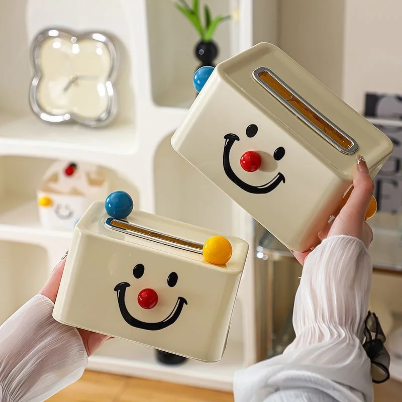 Cream Tissue Box Toilet Paper Storage Box Desktop Napkin Holder Cute Colorful Ball Bathroom Paper Dispenser Home Decoration