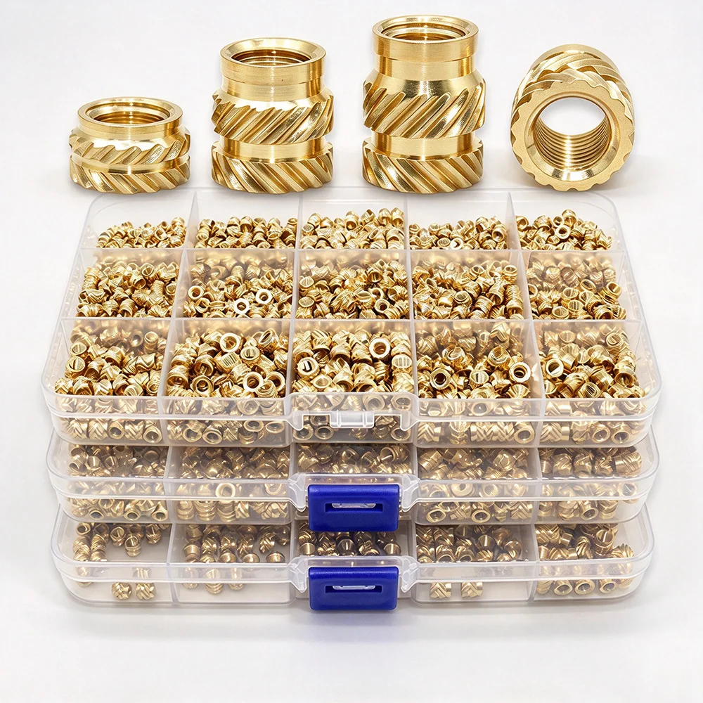 Threaded Inserts Kit Heat press Into Plastic PLA PETG ABS PPS 3D Printing Projects Laptop Shells Brass Knurled Nuts 1030/200Pcs