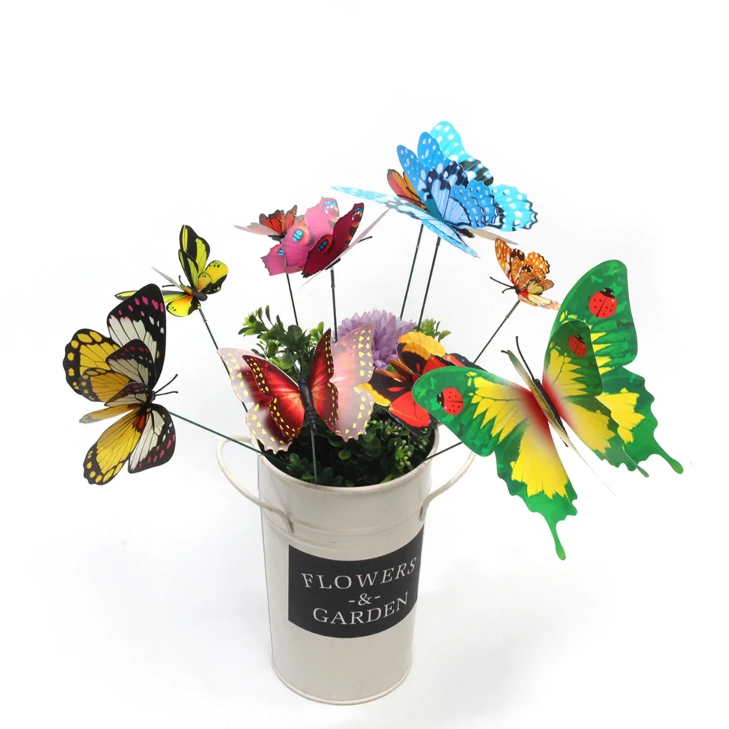 Colorful and Whimsical Double Wing Garden Yard Planter Stakes - Decorate Your Outdoor Space with this Beautiful 25/50pcs Gardeni