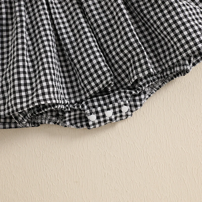 

Baby Girl Cute Romper Dress Plaid Pattern Sleeveless Spaghetti Straps Infant Jumpsuit for Summer 0-18 Months