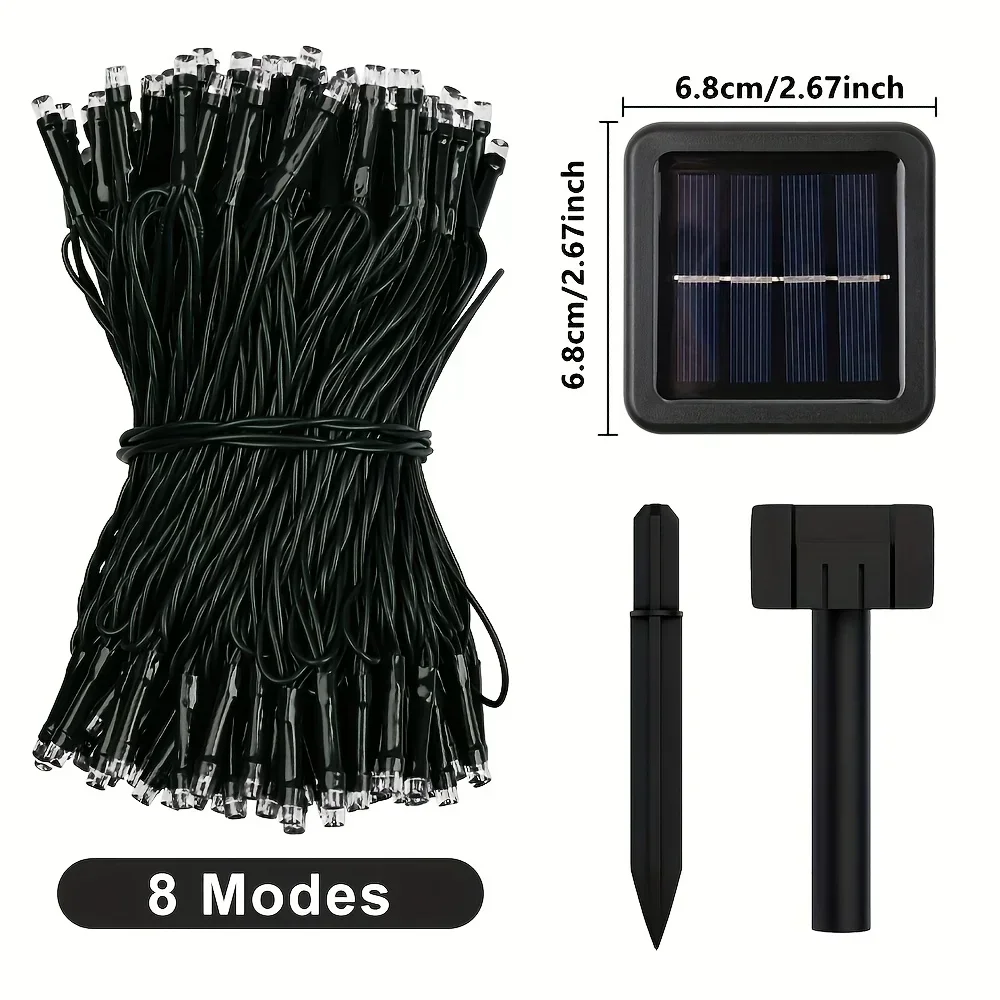 50/100 LEDs Solar Twinkling Fairy Lights 8 Modes LED String Lights Outdoor 23/39FT for Garden Party Decoration Ambient Lighting image 3