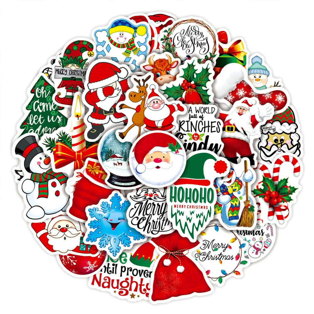 50Pcs Christmas Collection Cartoon Graffiti Stickers DIY Luggage Speaker Skateboard Label Waterproof Stickers