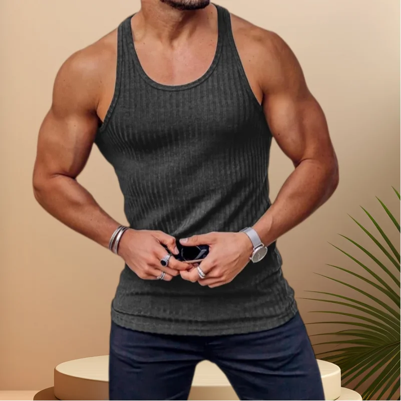 Summer Men's Bodybuilding Vest Gym Workout Fitness Sleeveless Shirt Running Tank Top Stringer Stripe Men Vest Men Tanks