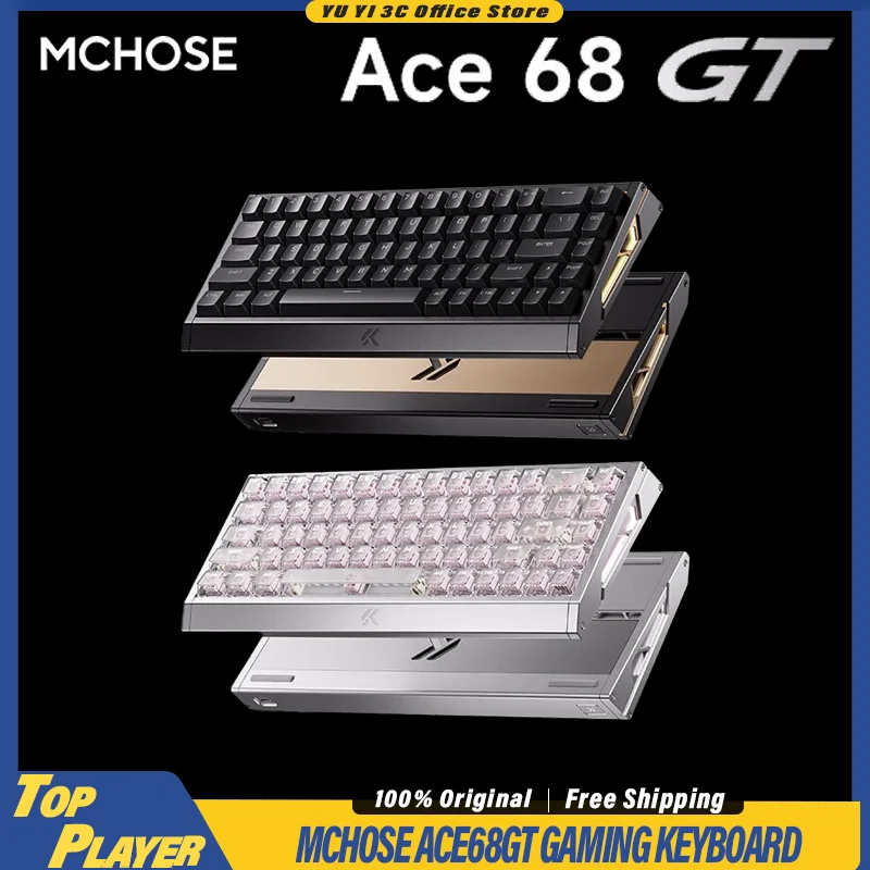 

MCHOSE ACE68 GT Gaming Keyboard 16kHz Polling Rate CNC Aluminum Shell 0.06MS Low Latency 256kHz Scan Rate 0.001mm RT Dual Core