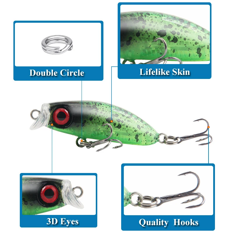 1Pcs Mini Micro Minnow Fishing Lures 4.3cm 3g Artificial Jerkbait for Bass Pike Carkbait Swimbait Professional Hard Bait Wobbler