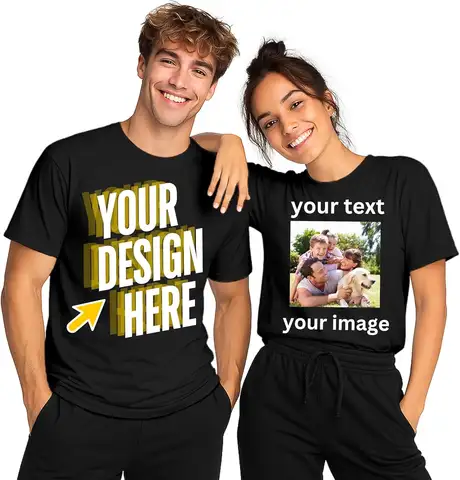 Custom T-Shirt for Men & Women - Personalized Tshirts with Photo and Text - Front and Back Printed Unisex Shirt