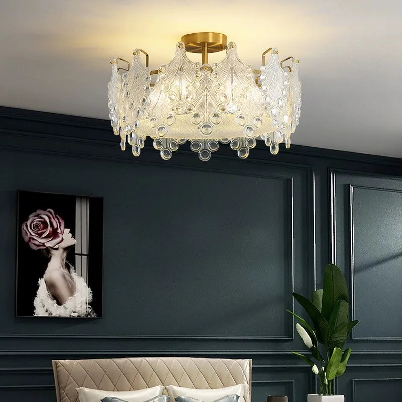 Italian Ceiling Light Luxury Modern Minimalist Retro French Style Creative Warm Bedroom Lamp