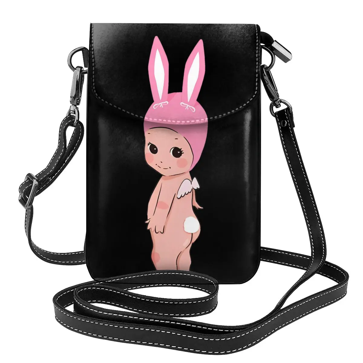 Bunny Cherub Pink Bunny Sonny Angel Cute Cartoon Shoulder Bag Business Student Women Bags Fashion Funny Leather Purse