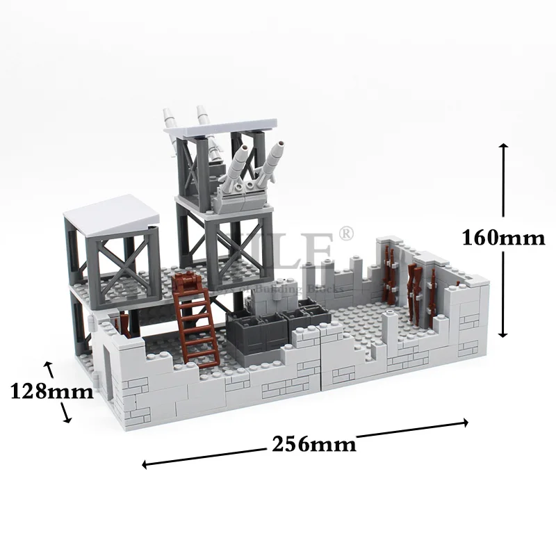 City Military Base Scene Fortress Watchtower Weapon Rack Building Block MOC Sets Brick Compatible with Gun Army Collapsible Toys