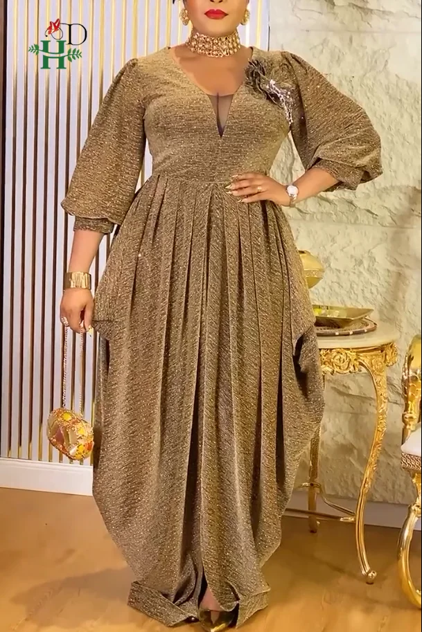 

New Fashion Plus Size African Party Dresses For Women Dashiki Ankara Wedding Evening Gown Elegant Turkey Muslim Maxi Dress