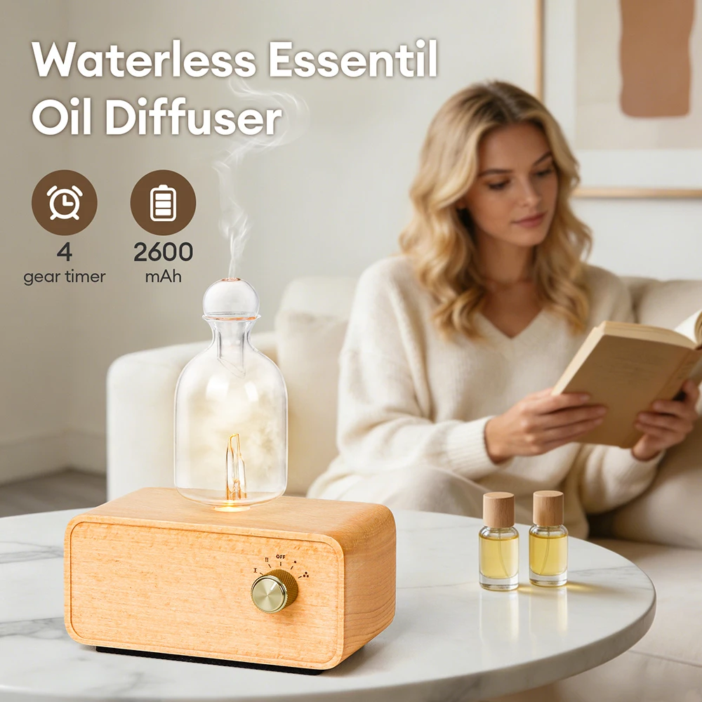 Waterless Essential Oil Diffuser No Heating No Water Fragrance Atomization Machine Aromatherapy Oil Aroma Diffusion Nebulizer