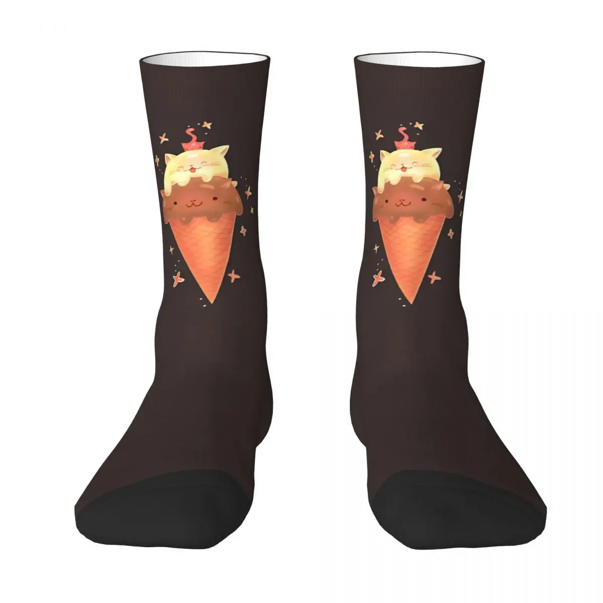 Winter Warm Fashion Unisex Cute Cat Ice Cream Cone Socks Dessert Funny Non-slip Skateboard Socks