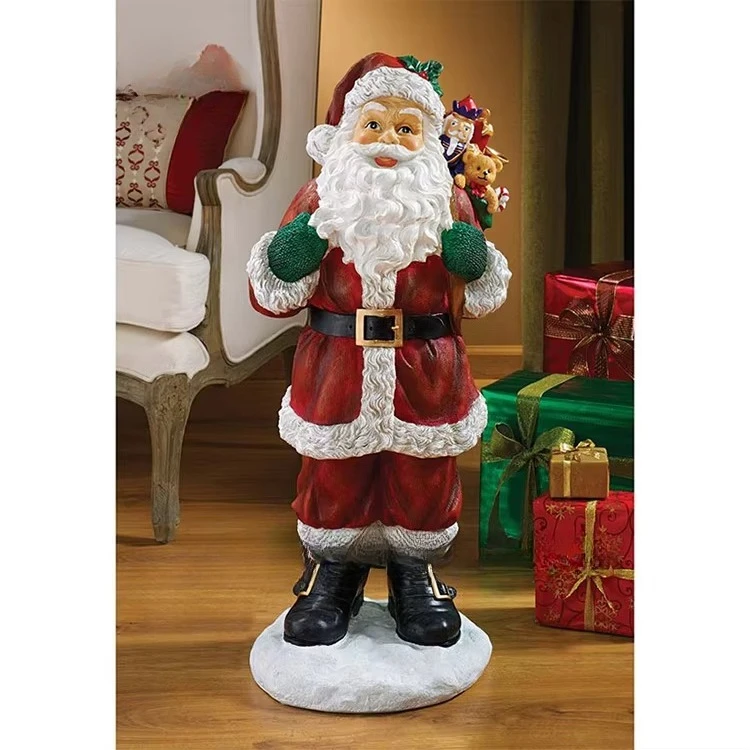 Christmas Decoration Cartoon Fiberglass Statue Sculpture Life Size Santa Fiberglass Statue
