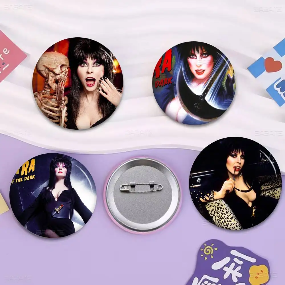 Horror Film E-Elvira M-Mistress D-Dark 32/44/58MM Customizable Button Pins Funny Creative Badge Jewelry Decor Gifts for Friends