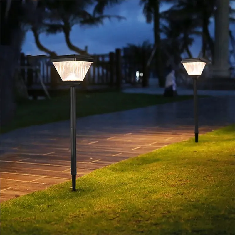 B14C Solar Powered New Led Lawn Lamp Super Bright Square ABS Outdoor Waterproof Street Light For Garden Grass Courtyard