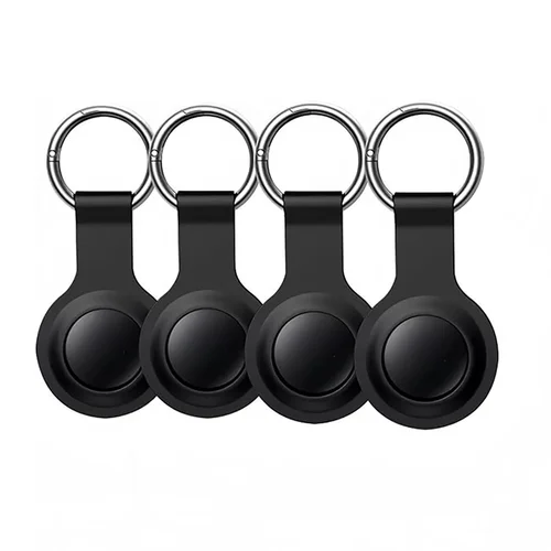 Air Tags - Paquete de 4 rastreadores Bluetooth funcionan con Apple Find My APP Locator para equipaje, mochila, maletas, batería reemplazable, color negro