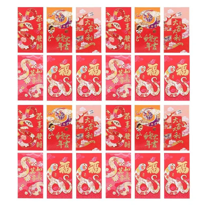 36Pcs Chinese New Year Red Envelopes For Money Year Of The Snake Red Packet Lucky Hong Bao For Wedding Red Envelopes